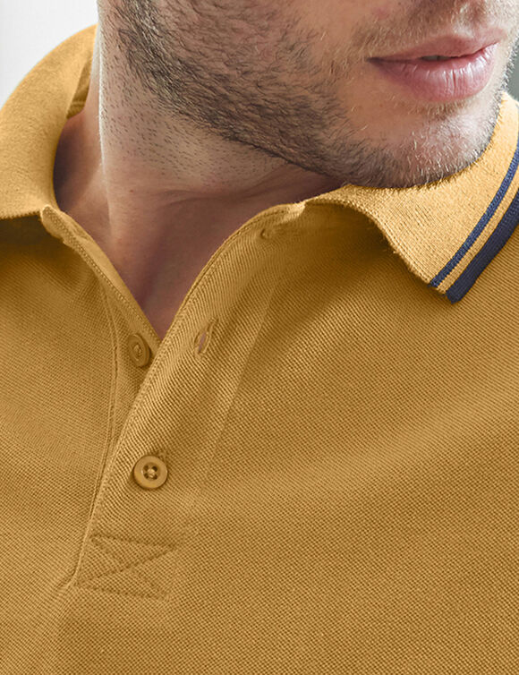 Polo uni maille piquée manches courtes (miel)