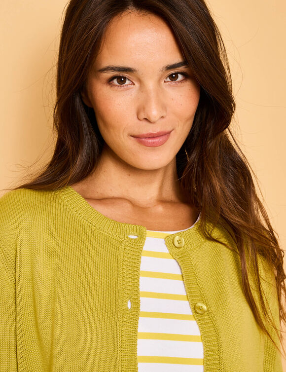 Cardigan boutonné, coton mélangé (anis)