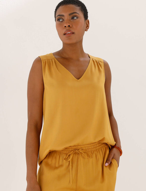 Caraco col V uni  (curry)