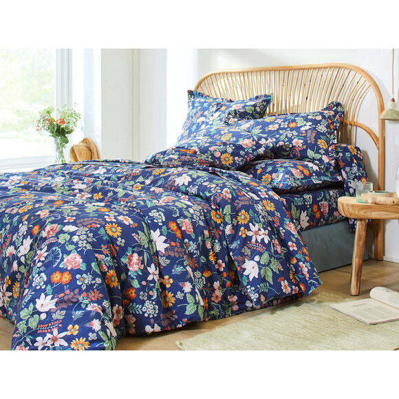 Linge de lit Kelly en coton imprimé floral (marine)
