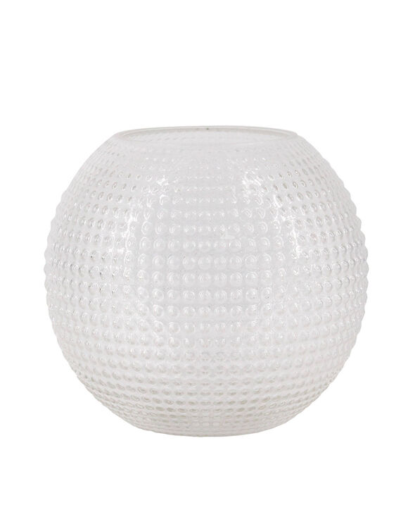 Vase rond transparent en verre reli&eacute;f&eacute; (transparent)