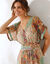 Robe longue imprimée, voile (écru / menthe)