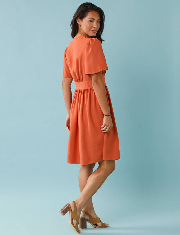 Robe courte boutonn&eacute;e unie, Sp&eacute;cial Petites  (paprika)