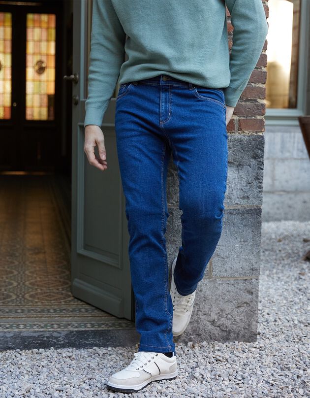 Jeans met 5 zakken in rekbaar katoen - binnenpijplengte 82 cm (stone)