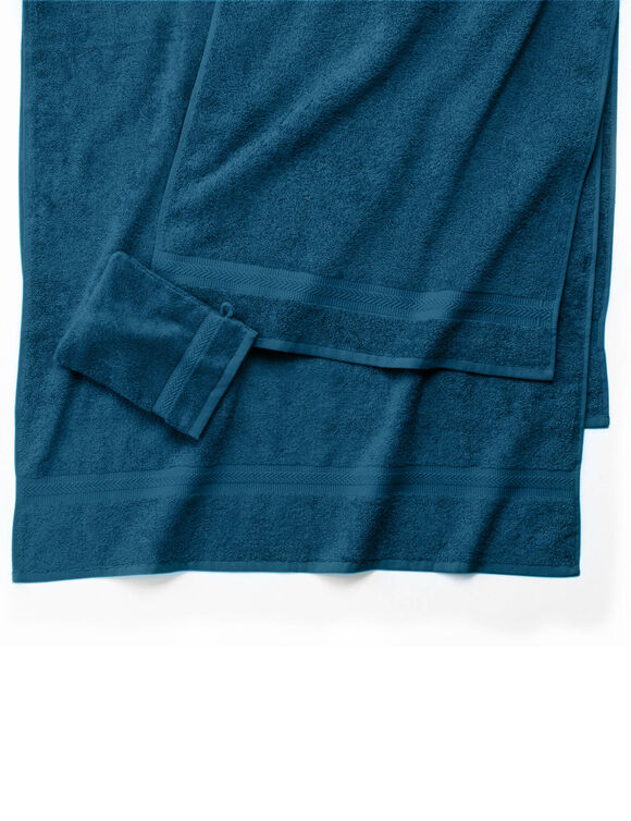 Collection serviettes de bain unies 420 g/m2 confort moelleux (bleu paon)
