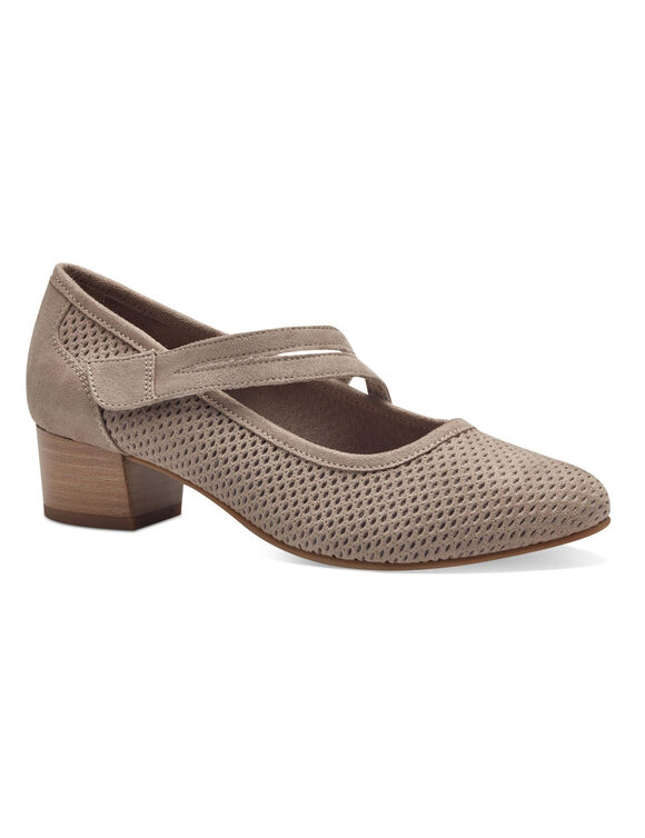 Getextureerde pumps met hakje (taupe)