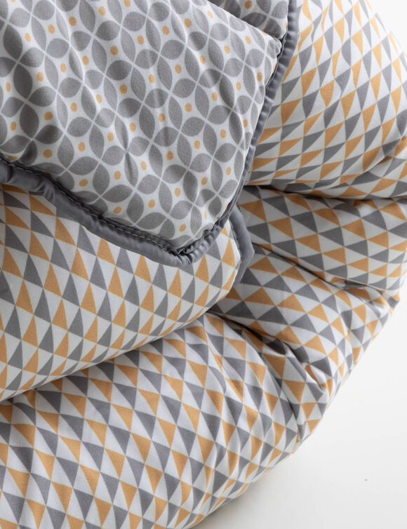 Couette microfibre micro imprim&eacute; graphique 400 g/m&sup2; (gris / jaune)