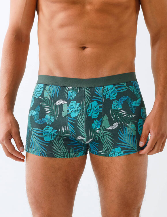 Boxershort met bladerenprint - set van 3 (groen)