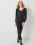 T-shirt met V-hals en kanten mouwen (zwart)