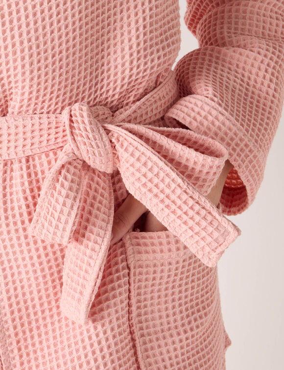 Peignoir de bain mixte col kimono &agrave; personnaliser - coton nid d'abeille 240 g/m&sup2; (rose poudr&eacute;)
