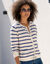 Gestreepte cardigan met officiersknopen, fantasietricot (ecru / paars)