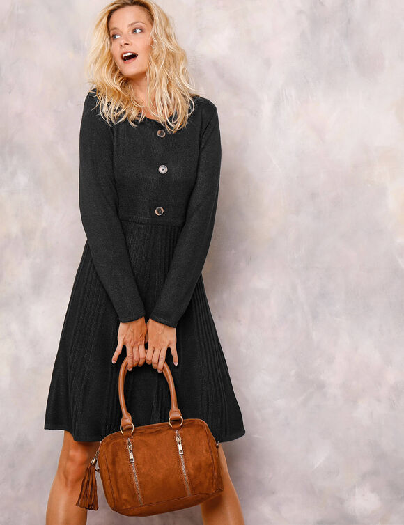 Robe pull boutonnée (noir)