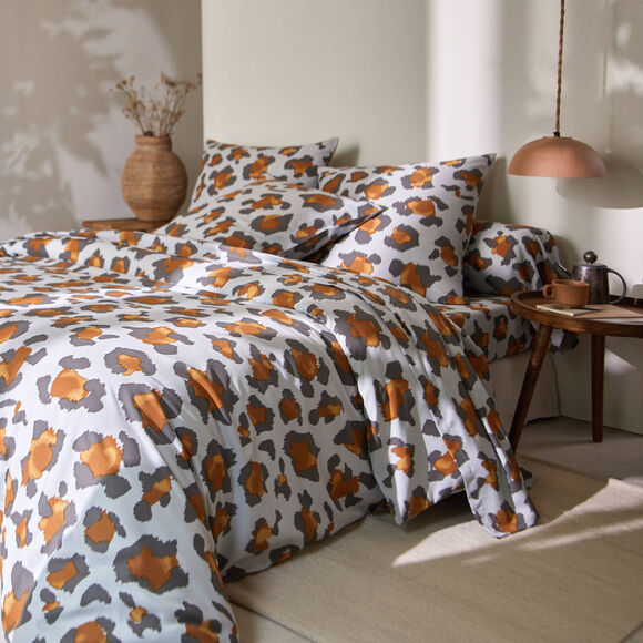 Linge de lit Pedro en polycoton imprimé peau de bête (gris)