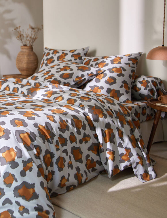 Linge de lit Pedro en polycoton imprimé peau de bête (gris)