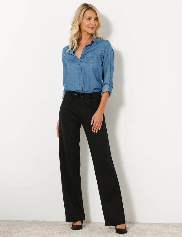 Pantalon droit, maille milano (noir)