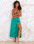 Lange rok met split, effen crepon (groen)