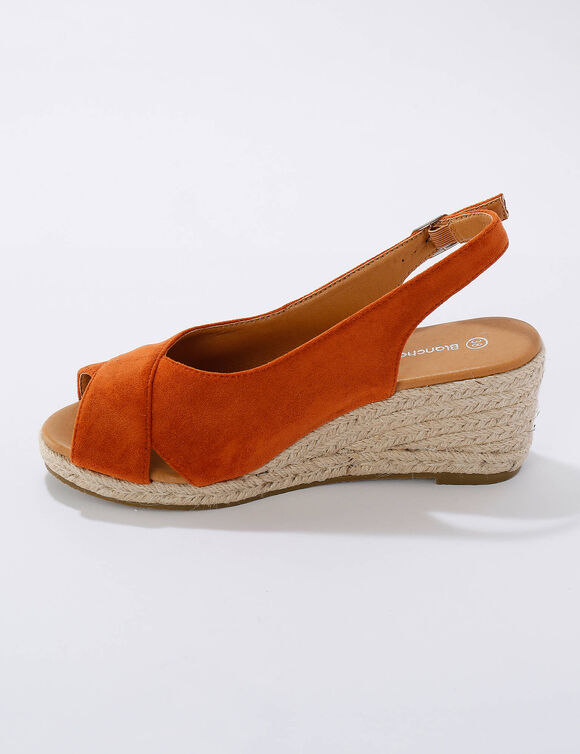 Sandales compens&eacute;es corde &agrave; talon et bout ouverts (terracotta)