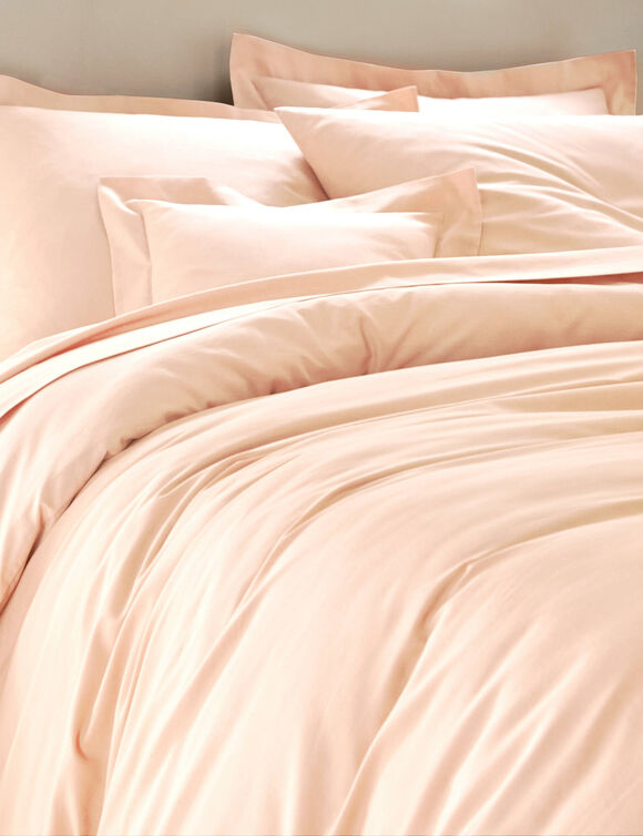 Linge de lit uni coton  (rose poudré)