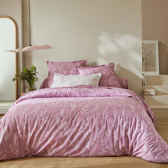 Linge de lit Alessia en coton imprimé fleuri (parme)