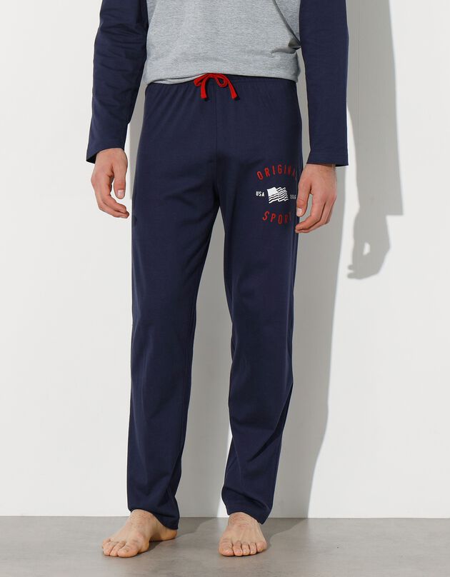 Pyjamabroek met geplaatste print, marineblauw (marine)