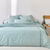 Linge de lit Faustine imprim&eacute; rayures et brod&eacute; - coton 57 fils/cm&sup2; (vert)