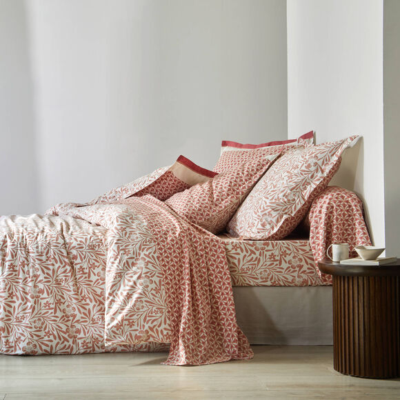 Linge de lit Clarisse en coton imprimé (bois de rose)