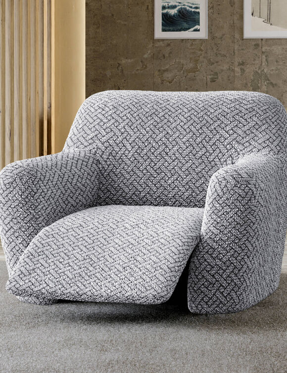 Housse bi-extensible microfibre gaufrée graphique spéciale relax (gris)