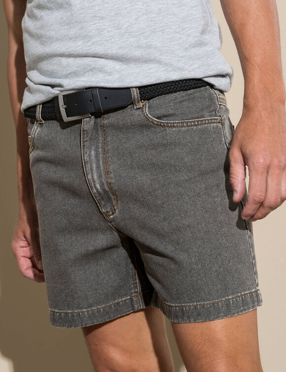 Short denim élastiqué côtés (gris)