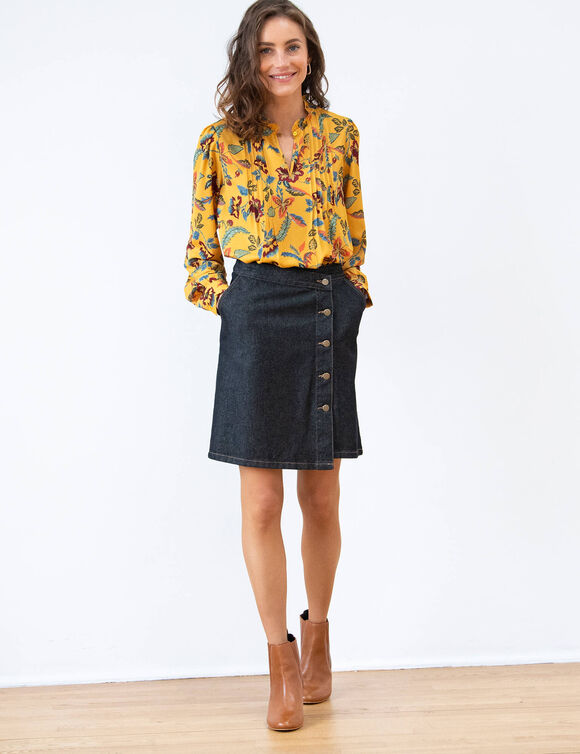 Jupe en jean portefeuille évasée (black)