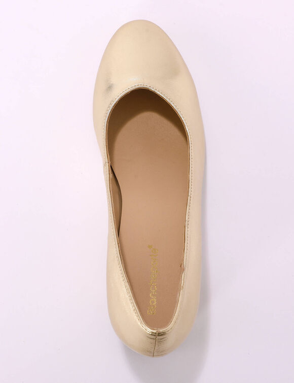 Escarpins bout arrondi cuir lisse (dor&eacute;)