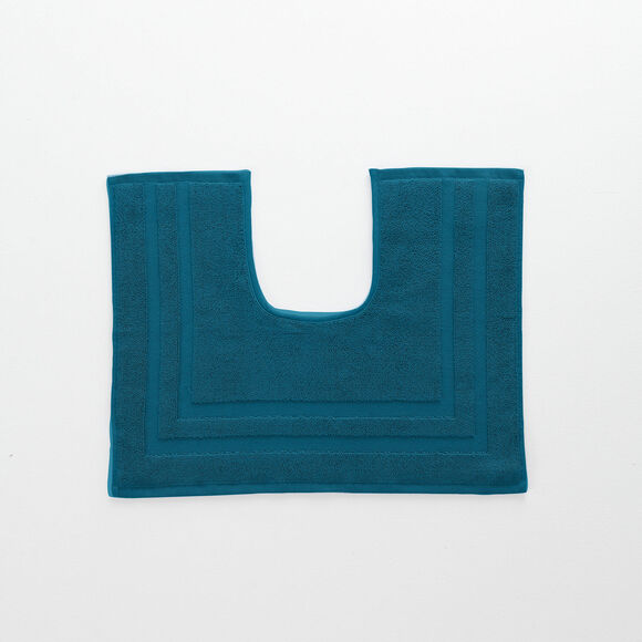 Tapis de bain éponge double liteau (bleu paon)