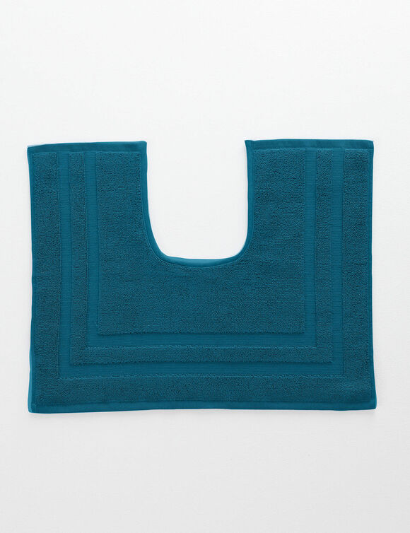 Tapis de bain éponge double liteau (bleu paon)