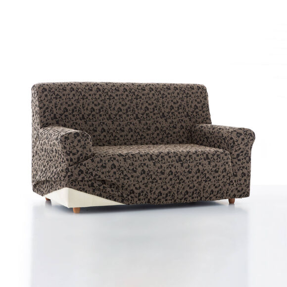 Housse de canap&eacute; extensible, motif tachet&eacute; graphique (marron)