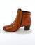 Boots en cuir bi-mati&egrave;re &eacute;lastiqu&eacute;es &agrave; boucle et &agrave; talon (caramel)