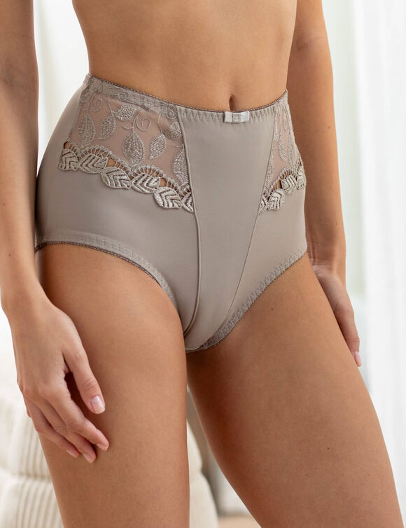 Rima-corrigerende slip van microvezel en guipure - set van 2 (taupe)