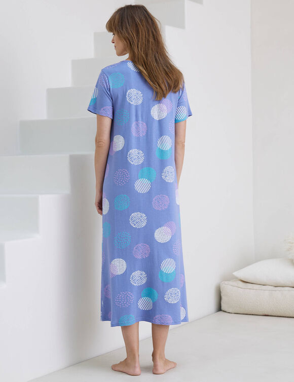 Chemise de nuit longue imprimée graphique (bleu jean)