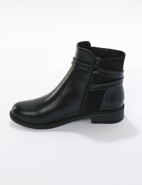 Boots met rits, riempjes en fantasiegespen (zwart)