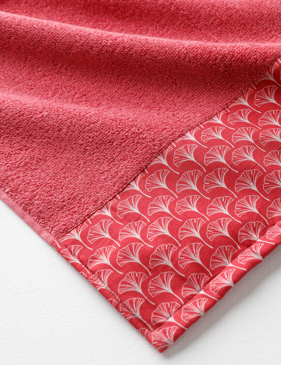 Éponge bouclette 420g/m² liteau imprimé ginkgo  (framboise)