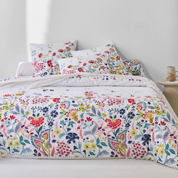 Linge de lit Folk en coton imprim&eacute; (&eacute;cru)