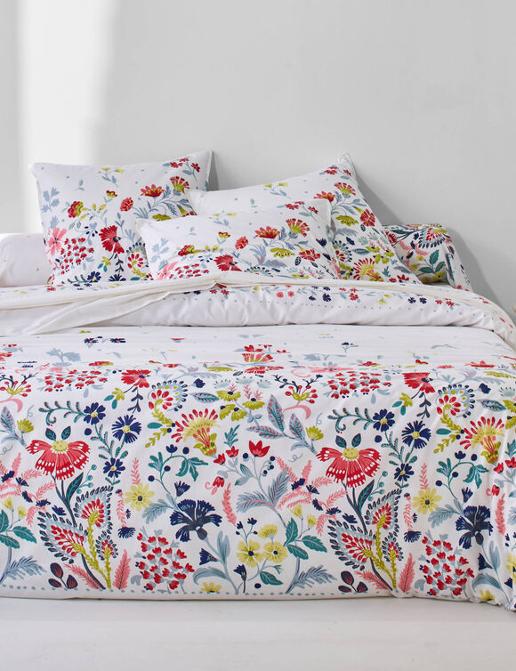 Linge de lit Folk en coton imprim&eacute; (&eacute;cru)