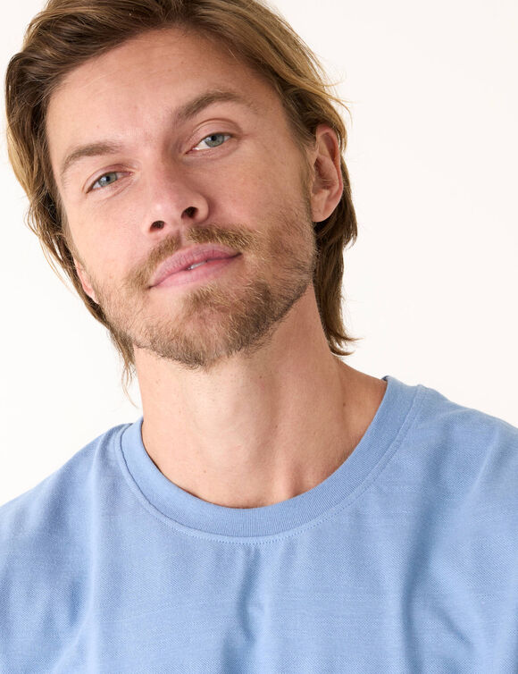 T-shirt maille piqu&eacute;e textur&eacute;e manches courtes   (bleu)