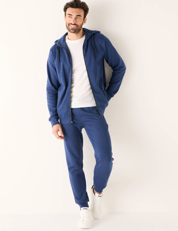Pantalon de jogging bas resserrés détails contrastés (bleu denim)