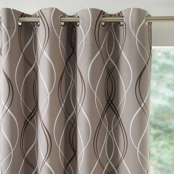 Verduisterend gordijn met slangenprint (taupe)