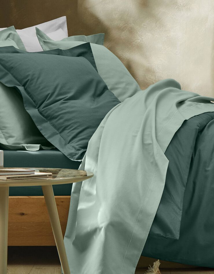 Linge de lit uni coton (vert amande)