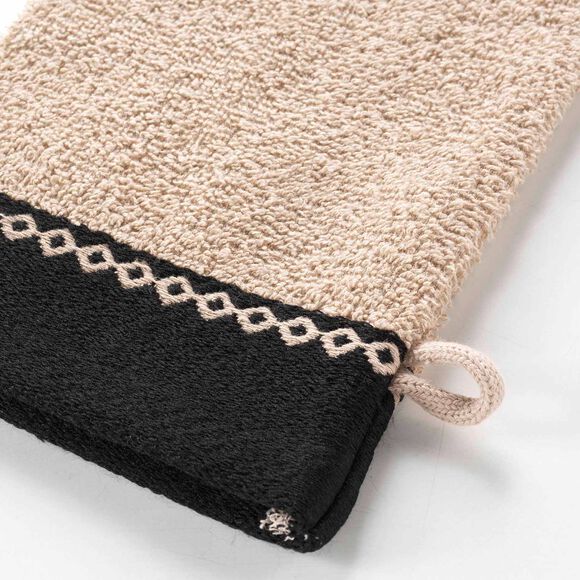 Éponge unie 450 g/m² liteau jacquard confort moelleux (sable)