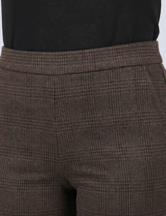 Legging &agrave; carreaux tiss&eacute;s-teints, taille &eacute;lastiqu&eacute;e (marron / noir)
