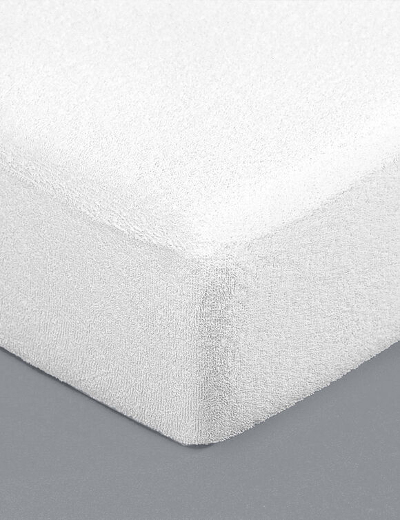 Protège-matelas éponge imperméable traité anti-acariens (blanc)