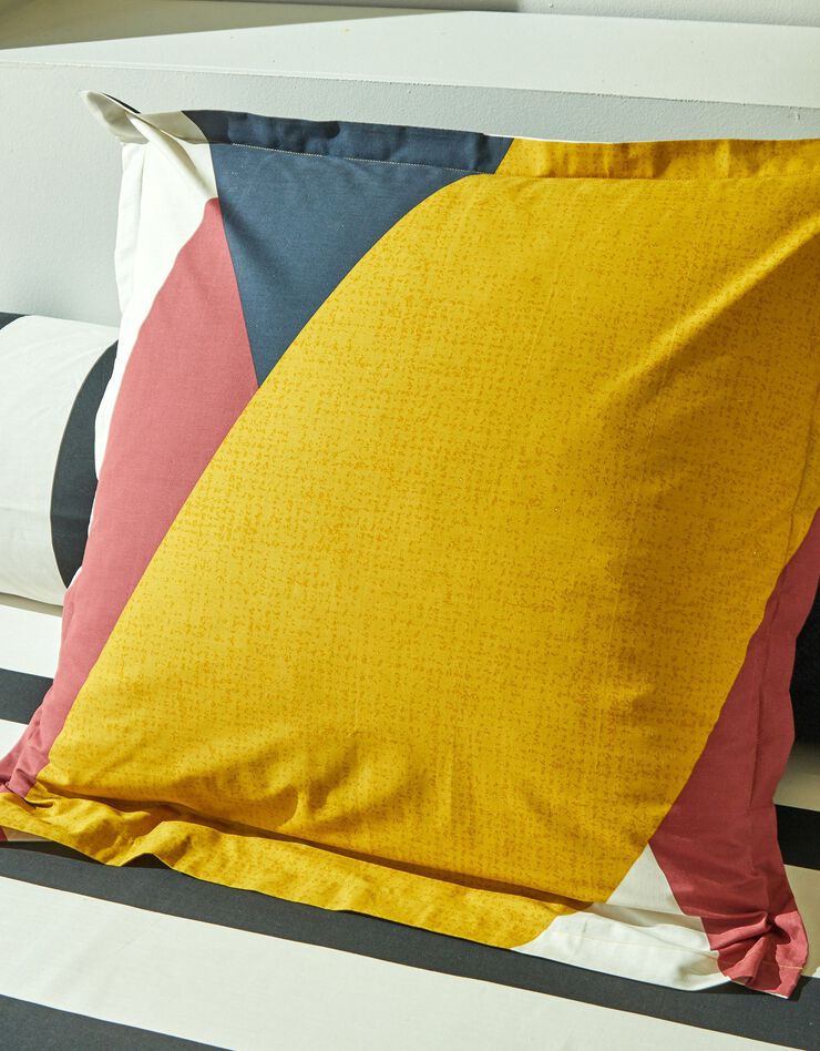 Linge de lit Charli coton à motifs géométriques (bleu)