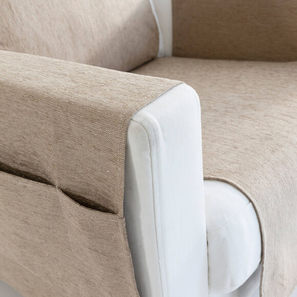 Protège-salon tissu chenille (taupe)