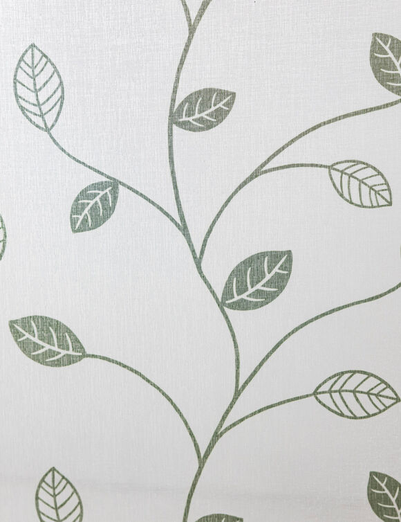 Vitrage voile motif petites feuilles - finition pattes (vert)